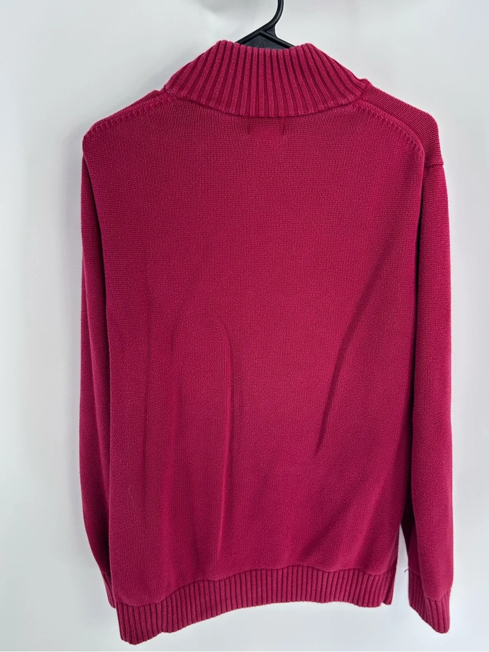 L.L. Bean Men's Red/Burgundy 100% Cotton Quarter-Zip Pullover Sweater Large Tal